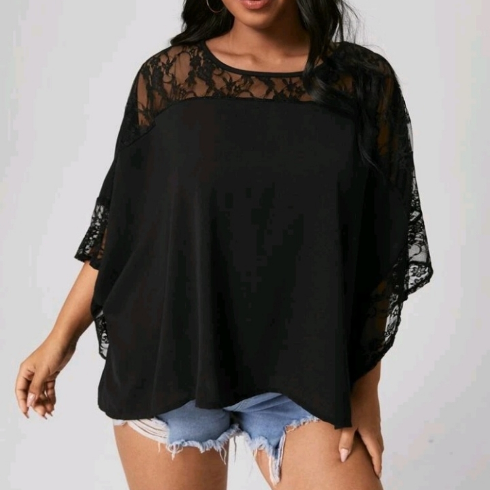 New 3x black lace top